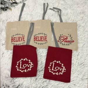 Collections Etc burlap holiday gift bags with 3 different patterns